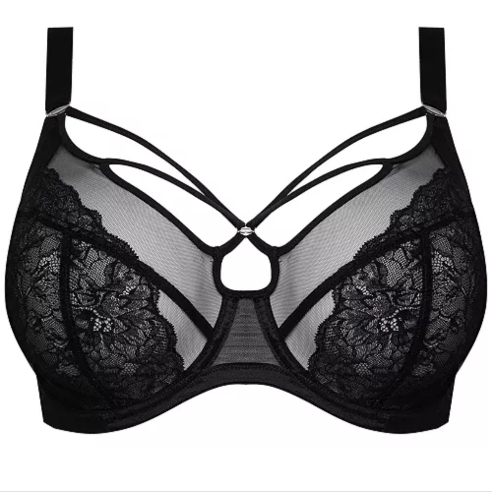 Elomi Bra 40i Black Lace Strappy Underwire Sexy